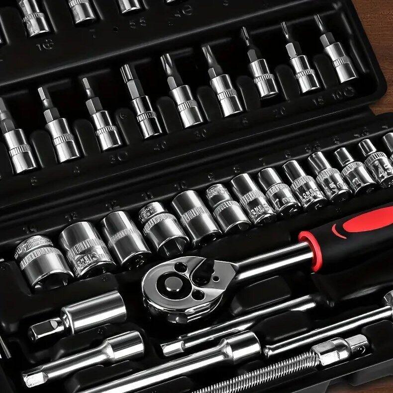 Product Introduction of 46 PCS ratchet set with socket 1/4" drive and extender, boxed, for automotive UK 3