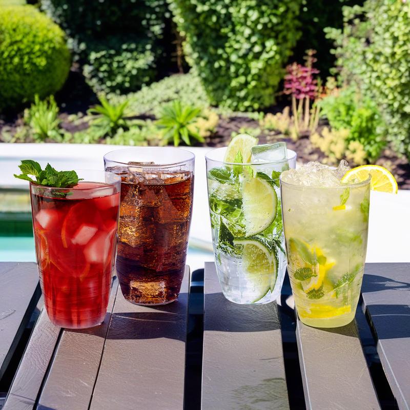 2 Litre Plastic Jug with Wine Glasses or Tumblers, Indoor or Outdoor Drinkware, BBQ Picnic Party Dinnerware, Clear Plastic Swirl Effect Design, 2L Pitcher, Food Grade Plastic, Choose Your Set Stylish Serving 4