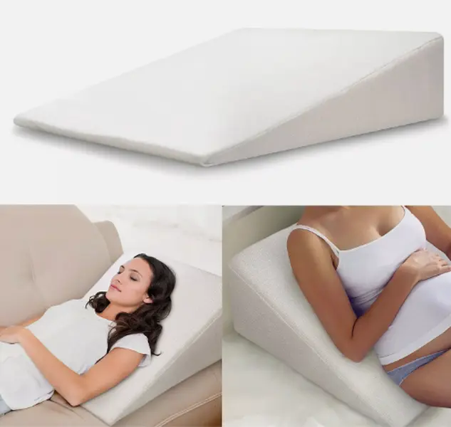 LARGE WEDGE PILLOW MEMORY FOAM BACK SUPPORT PILLOW ACID REFLUX RAISED BED PILLOW