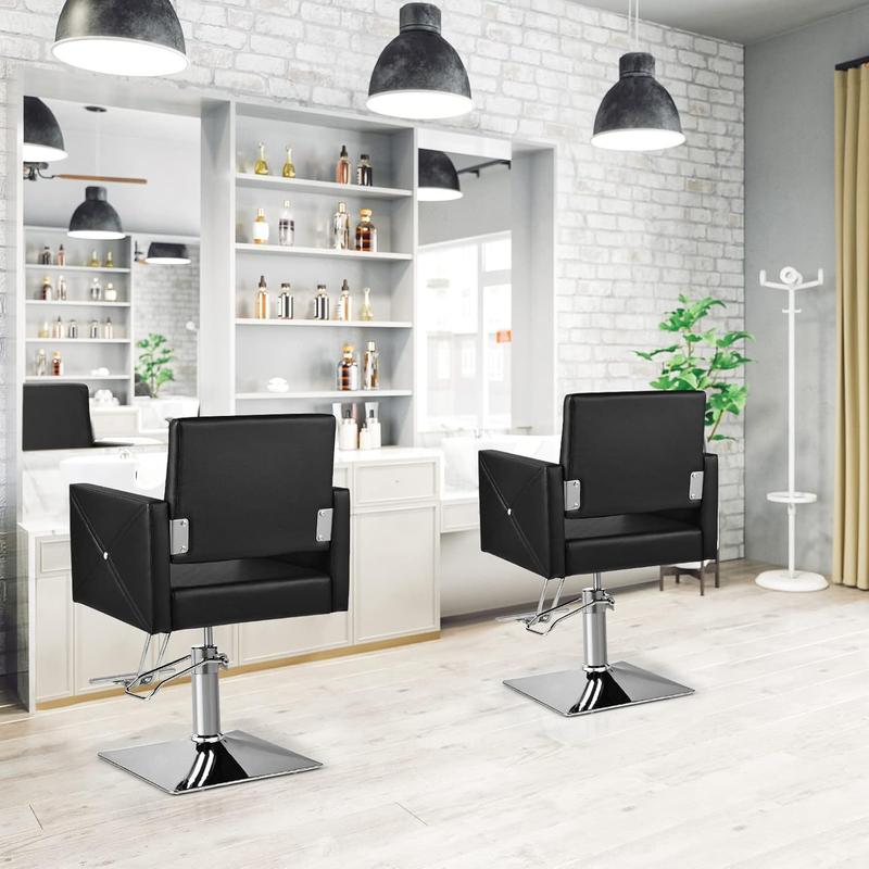 COSTWAY Salon Barber Chair, 360 Degree Swivel Hairdressing Chair with Footrest, Adjustable PVC Leather Hydraulic Shaving Styling Chair for Beauty Spa, Tattoo Shop and Barbershop 1