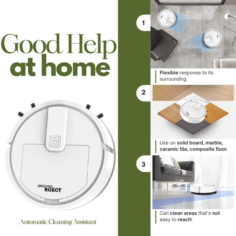 5 In 1 Small Smart Sweeping Robot USB Charge Wireless – Multi-Surface Vacuum for Bedroom, Kitchen & Dining – Easy & Convenient Cleaning Solution 0