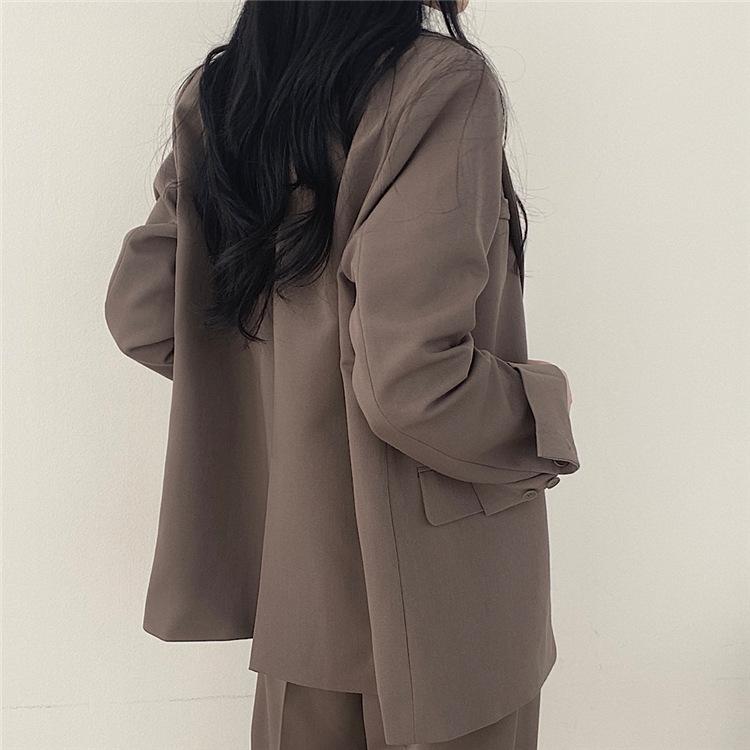 High Quality Women Blazer Set Solid Pocketed Lined Coat + High Waist Suit Pants Office Lady Formal Two Piece Set 2