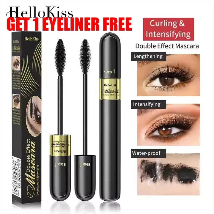 Growth Mascara For Mature Ladies Girls 4D Eyelash Silk Fibre 2 in 1 Waterproof Smudge Proof  Double Effect Lashes Plant Makeup Cosmetic lash sensational