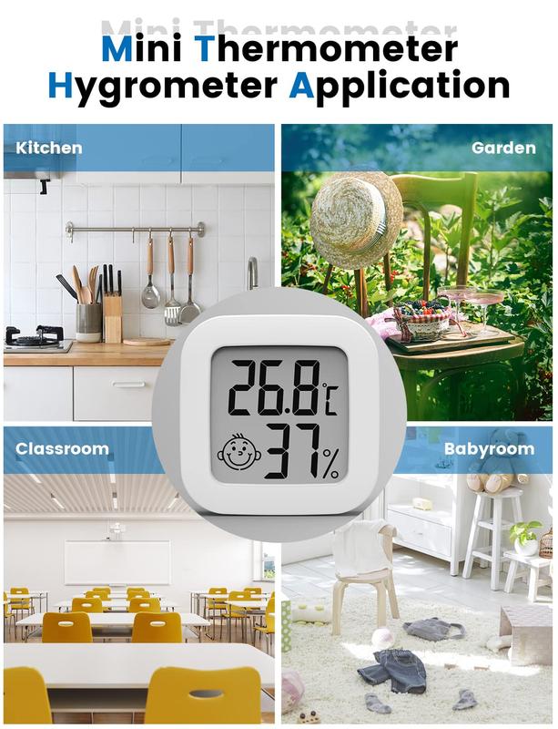 Digital Hygrometer Indoor Thermometer Room Thermometer and Humidity Gauge with Temperature Humidity Monitor for Greenhouse, Garden, Cellar (1 piece, white, 4.3cm*4.3cm) 4