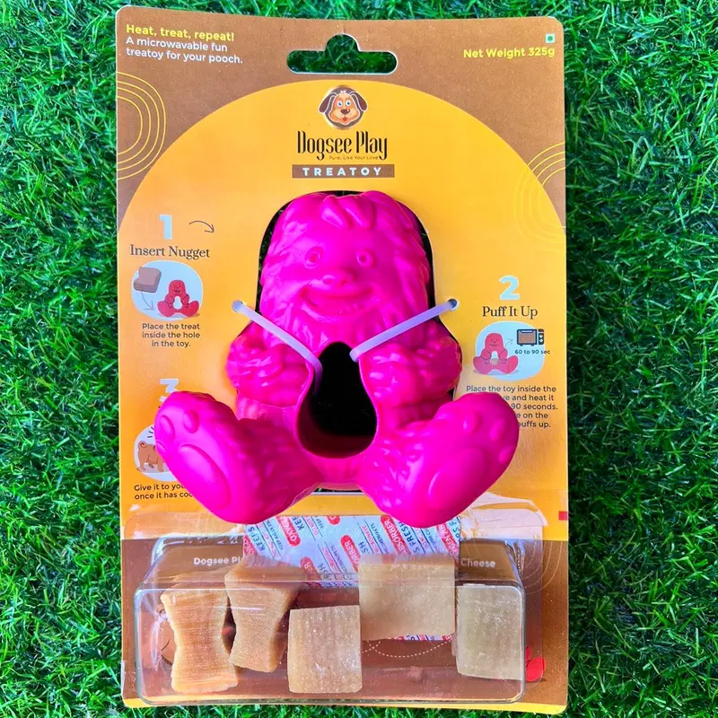 Dogsee Yeti treat toy pink & blue 2