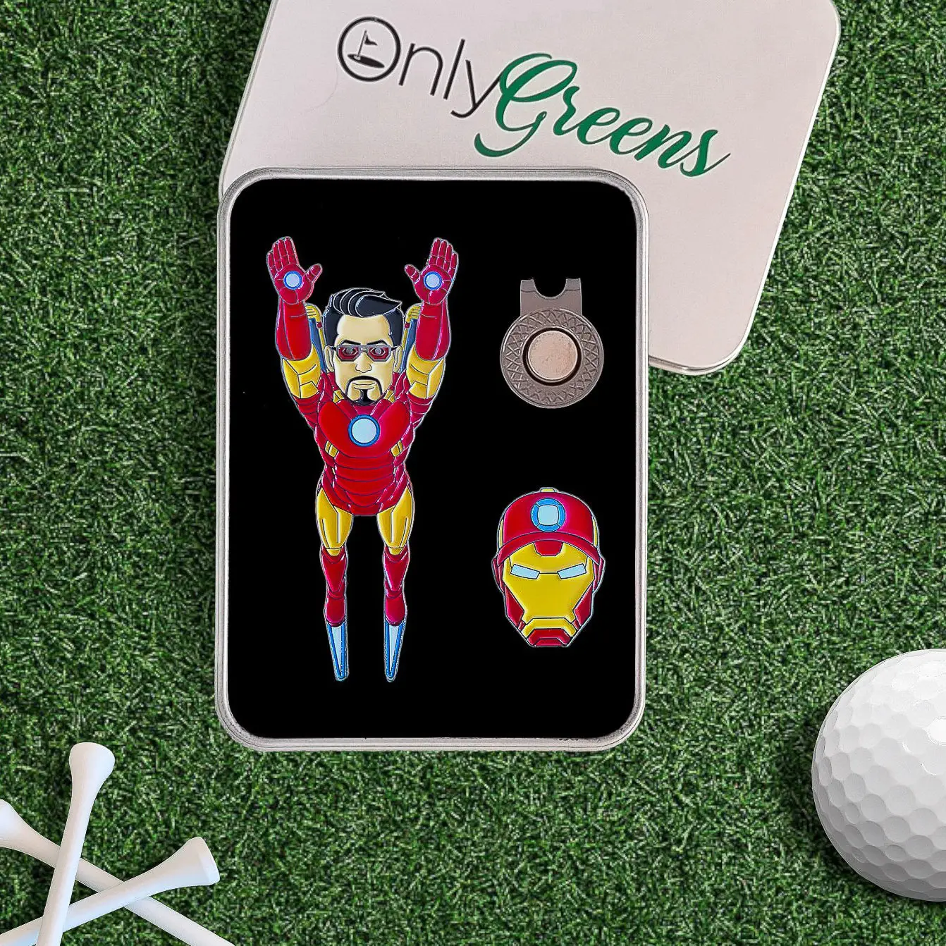 Only Greens Golf - Divot/Pitch Repair Tool and Ball Marker Set - 8-Iron Man