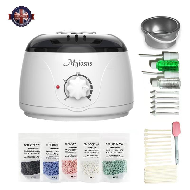 Waxing Kit, Professional Hair RemovalWax Kit, Full BodyPainless WaxingWarmer, 5 Packs Wax Beads and20Applicator Sticks Wax Set 2