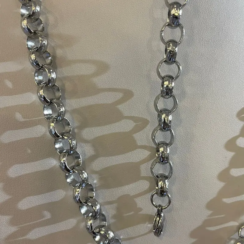 Belcher necklace and bracelet set silver diamond cut 4