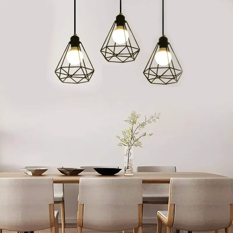 GoDyna 2PCS Vintage Birdcage Lampshade Retro DIY Black Lampshade Metal Wire Cage Lamp Shade Industrial Geometric Ceiling Pendant Light Shade for Wall Light Kitchen Living Room Hallway Indoor Outside 0