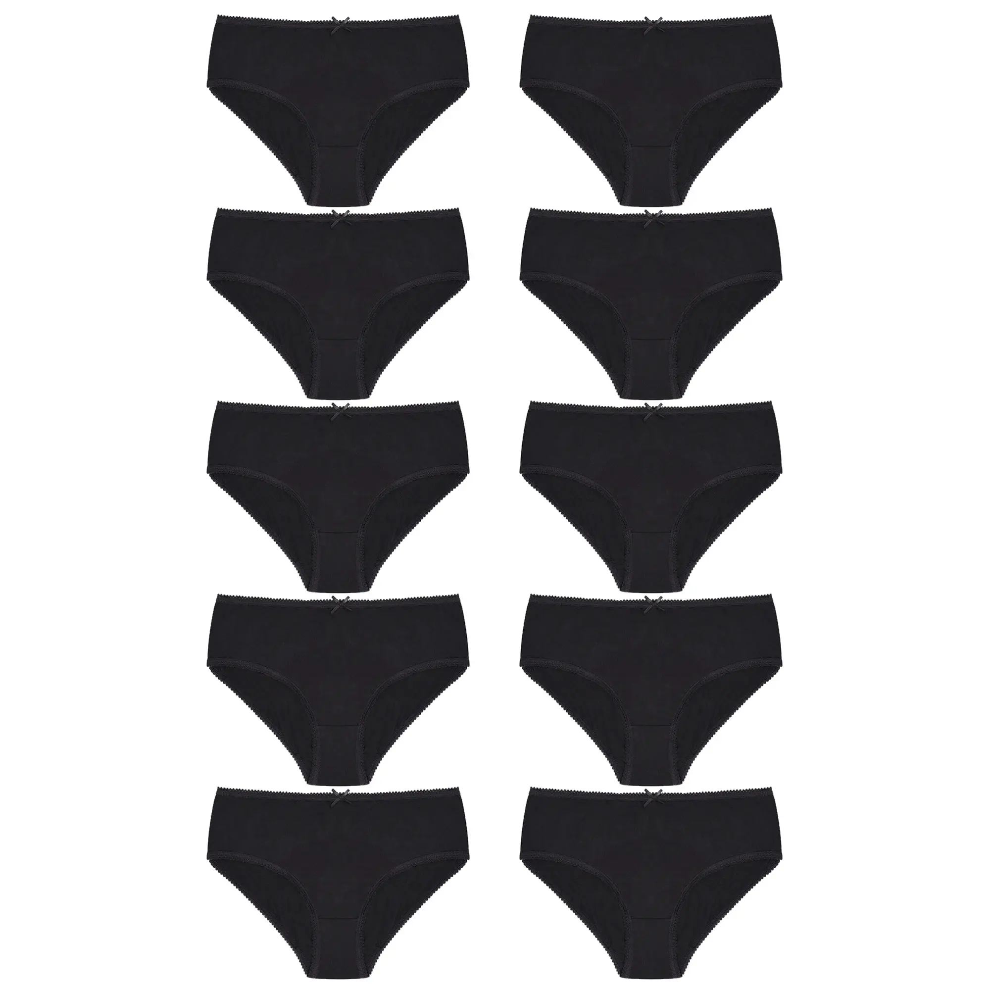 Belvian Pack of 10 Girls Teens Underwear Briefs Knickers 100% Cotton Sizes 10 to 15 Years - Perfect for School and Sports