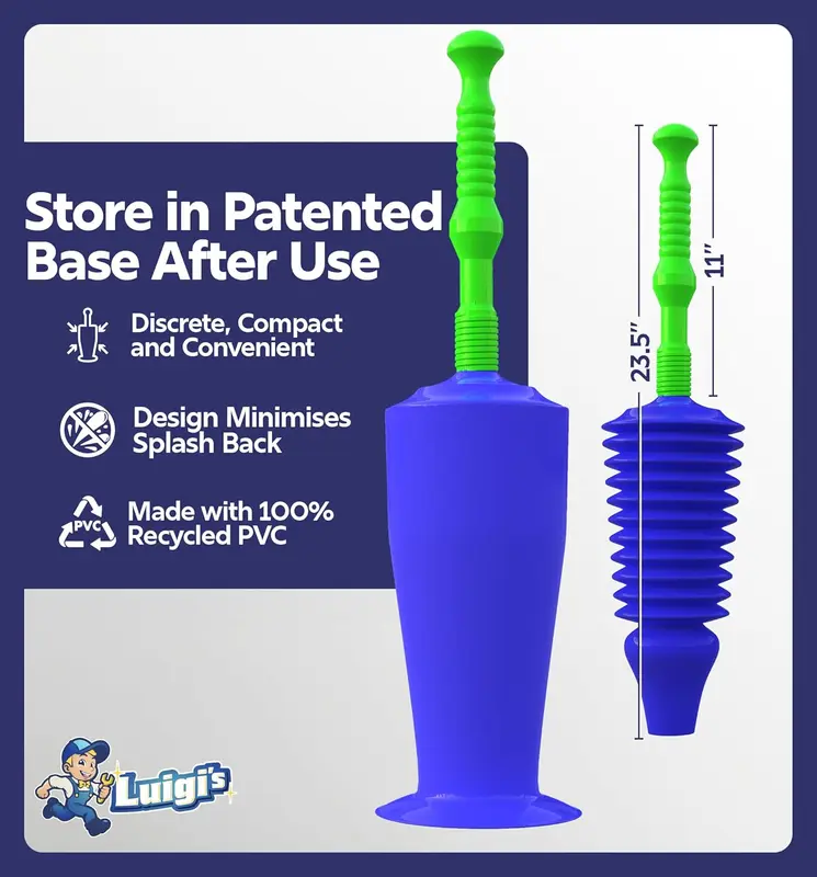 The World's Best Toilet Plunger | The Big, Blue & Green Unblocking Machine | Heavy Duty Unblocker with Unique Bellows Design | Clears & Unblocks All Toilets Rubber Pump Blue&Green 4