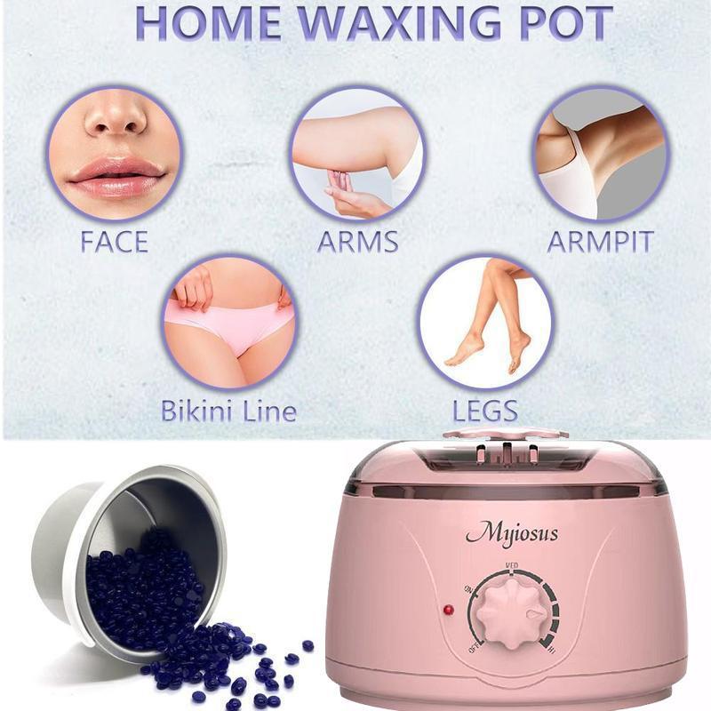 Waxing Set, Wax WarmHairremovalset, 500g hard waxbeads, 2treatedwaxes and 25applicator sticksforface, arms, legsand whole bodyhairremoval BodyCare Clear 2