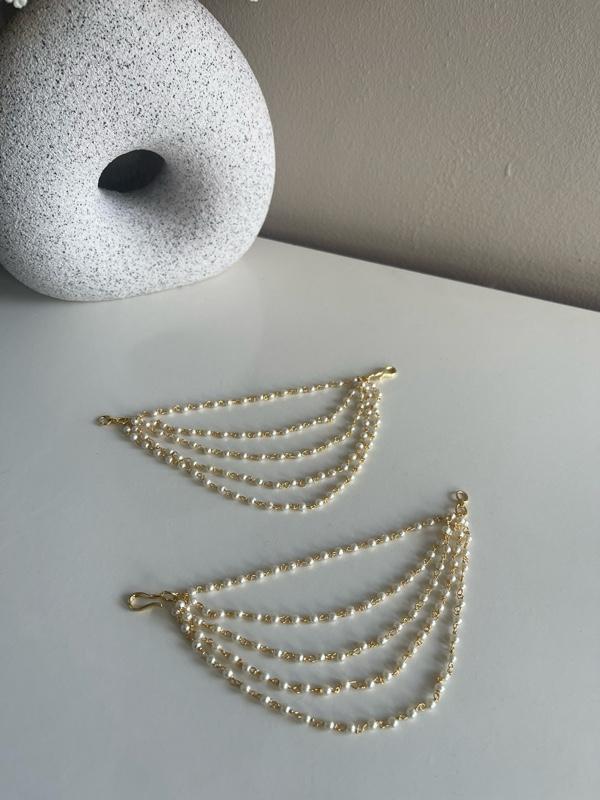 Product Introduction of Indian Saharey Ear Chains in Pearl and Gold - 1, 3 & 5 tiers available 3