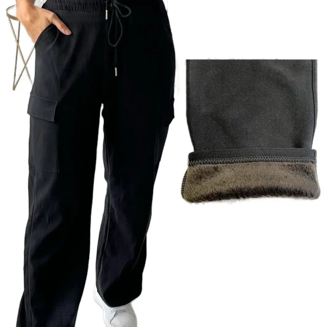 Ladies Fleece Wide Leg Cargo Trouser Combat Utility Palazzo Bottoms