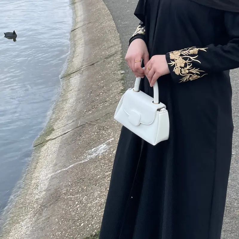 Taar Abaya - Nidha Fabric, Long Sleeve, V-Neck, Plain Design, Formal Occasion 0