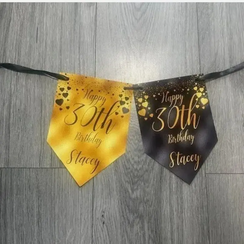 Personalised Birthday Bunting Banner Any Age Any Name 18th 21st 30th Rose Gold Posters Glossy Decoration party Decoration Ornaments Print 5