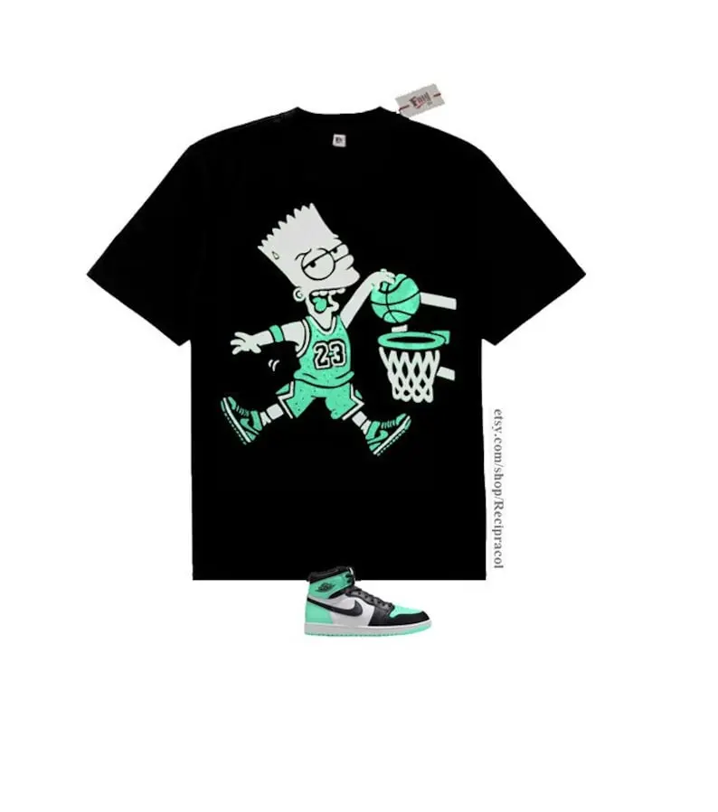 The 85 dunk shirt air Jordan 1 Green Glow outfit Cotton T-Shirt for Men - Menswear, Top