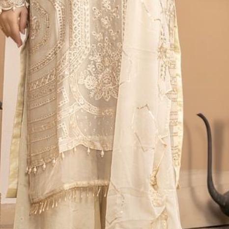 3pc Maria B Inspired Chiffon dress With Plazzo  - Beautiful Party Dress -Formal Wear 3