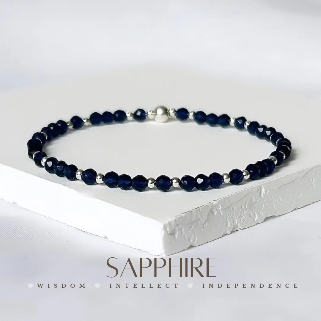Sapphire Gemstone Bracelet. 925 Sterling Silver. Natural Healing Bracelets. September Birthstone