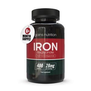 Iron Tablets 28mg | 6+ Months Supply | High Strength | Gentle Iron Bisglycinate | 400 Tablets