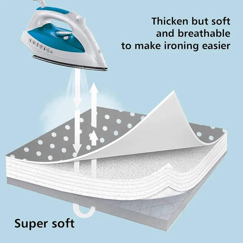 Ironing Board Cover 128 x 40cm 100% Cotton Cover with Thick Felt Resists Scorching and Staining Adjustable Size Iron Board Cover 1