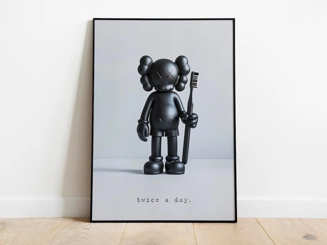 Reminder from Kaws: Minimal Bathroom Decor Hypebeast Figure Poster, Kaws Toy