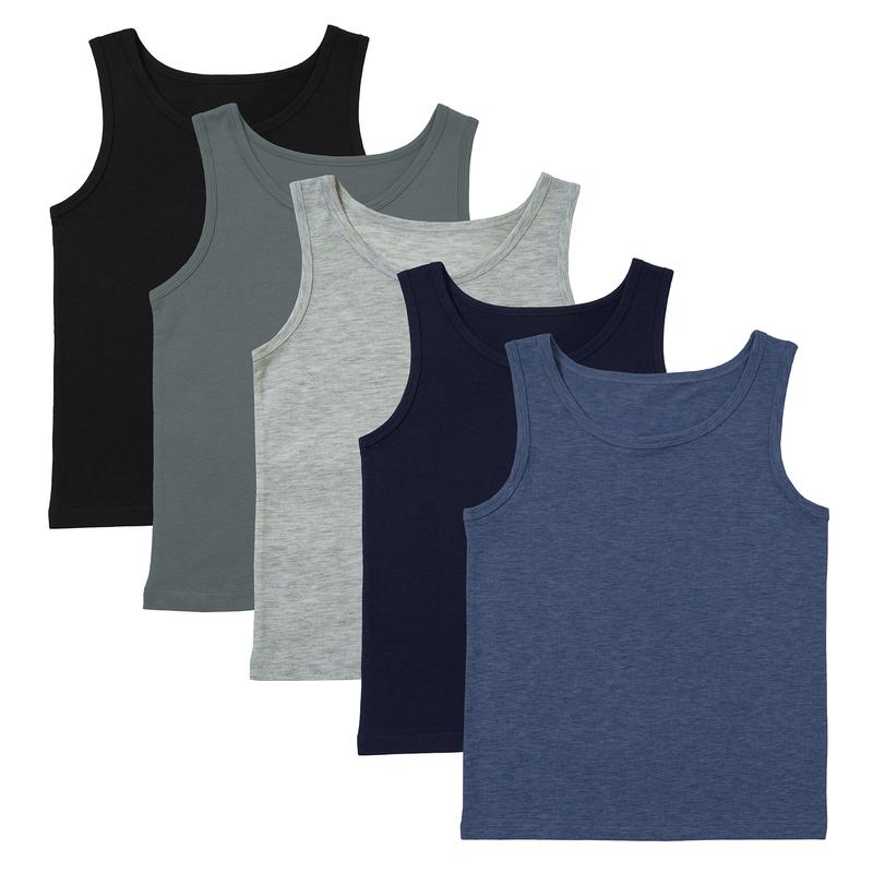 Boys 5 Pack Vests Underwear Sleeveless Kids 100% Cotton White Size 4-13 Years 5