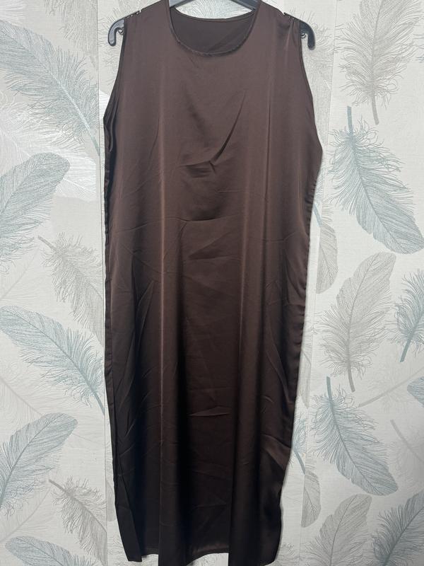 Women's Ladies SleeveLess Slip Dress Silk Satin Material Crew Neck ModestWear WomensWear InnerWear 6