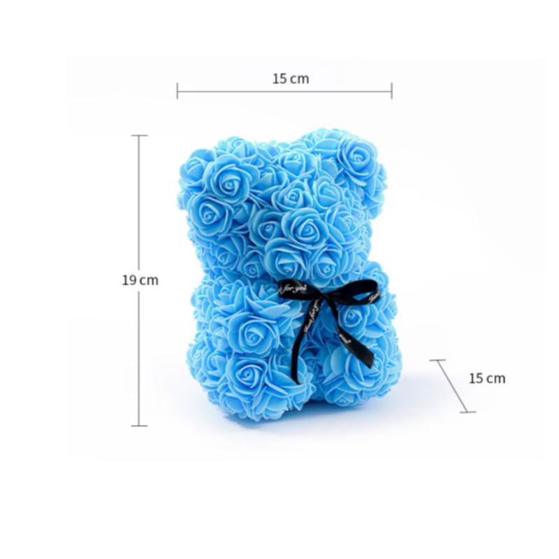 Artificial Rose Bear with Box Romantic Creative Gifts for Valentine's Day Eternal Rose Bear - A Romantic Gift for Her Foam Flowers 20cm, 1PC Decor Decorative Fruit Plants Ornaments 1