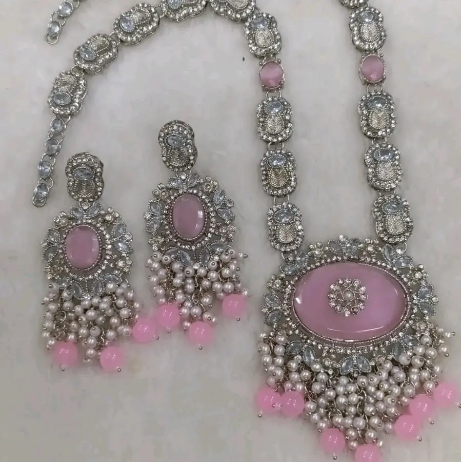 Very Stunning Gold/Silver Plated Long Necklace with Earrings....