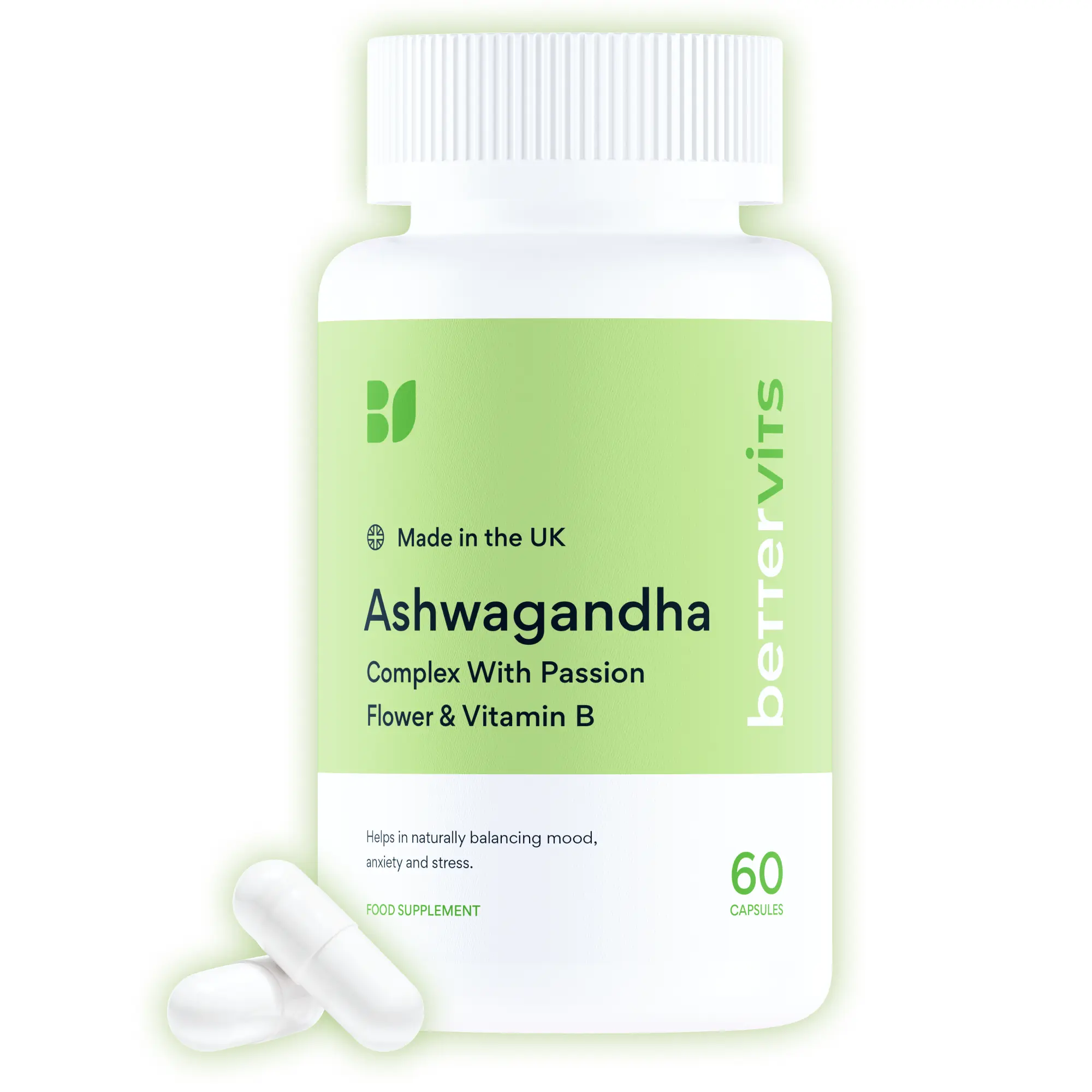 Bettervits Ashwagandha Supplement – KSM-66 | High Strength 800mg | Supports Stress, Anxiety & Mood | With B-Vitamins