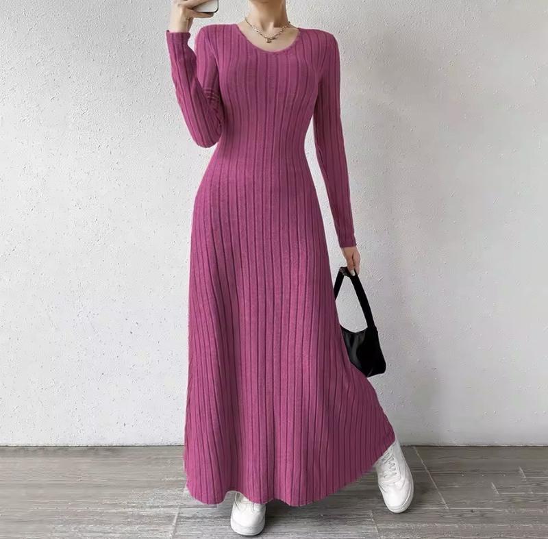 Product Introduction of Women's Knitted Dresses - Solid Color Long Sleeve Waist In Design - All Season Office Lady Ventilate - Womenswear, Casual 4