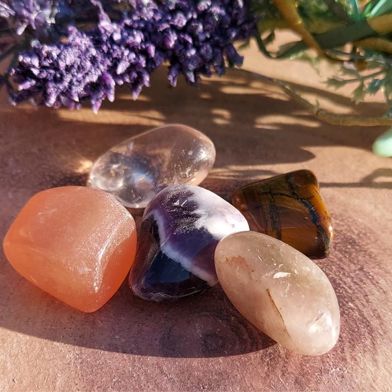Driving Test Crystal Kit, Confidence, Good Luck, Intention, Worry, Sleep, Clarity, Tiger Eye, Clear Quartz, Smoky Quartz, Amethyst, Calcite 4