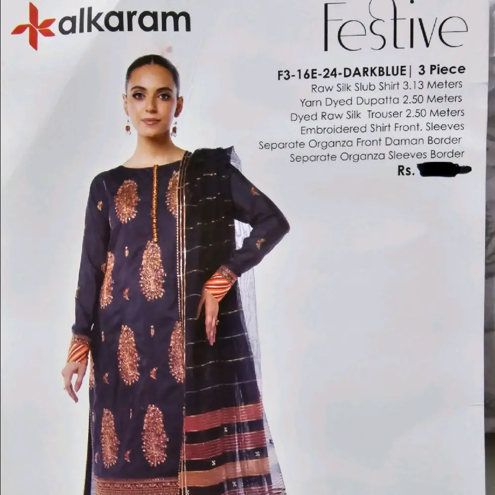alkaram embroidered 3 piece unstitched suit