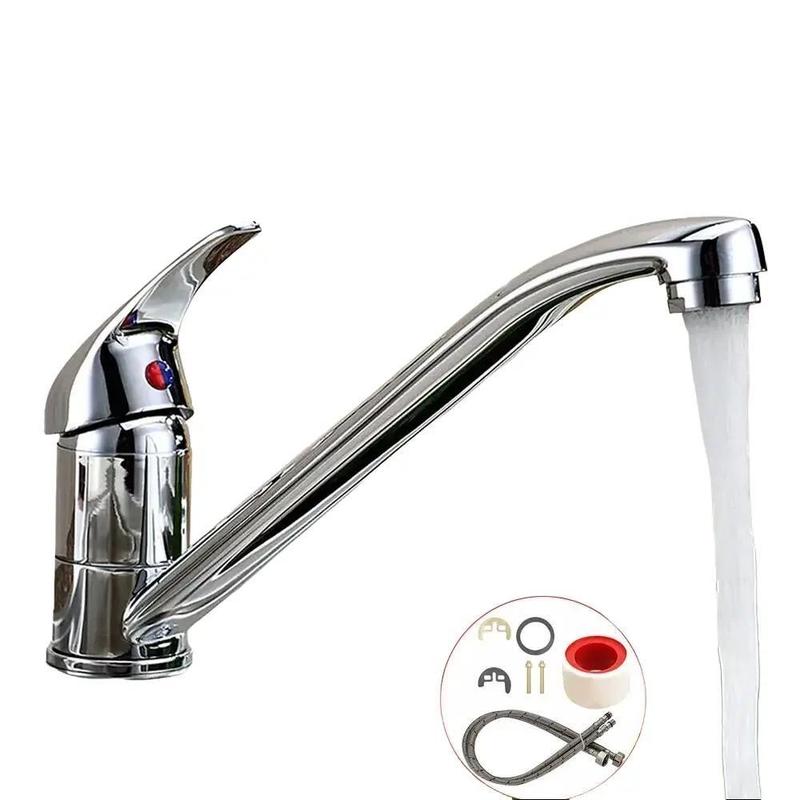 Modern Mono Chrome Kitchen Sink Mixer Tap with Swivel Spout and Single Lever 0