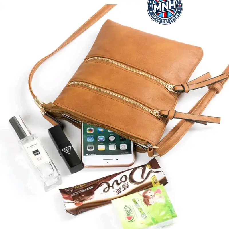 Ladies Leather Crossbody Messenger Bag with Zipper for Women 4