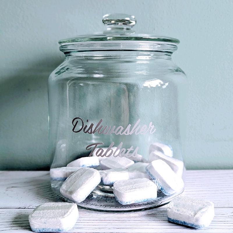 Large Glass Storage Jar for Dishwasher Tablets, Laundry Products, Pantry Dry Food, Custom Label 1.9L Kitchen Containers 4