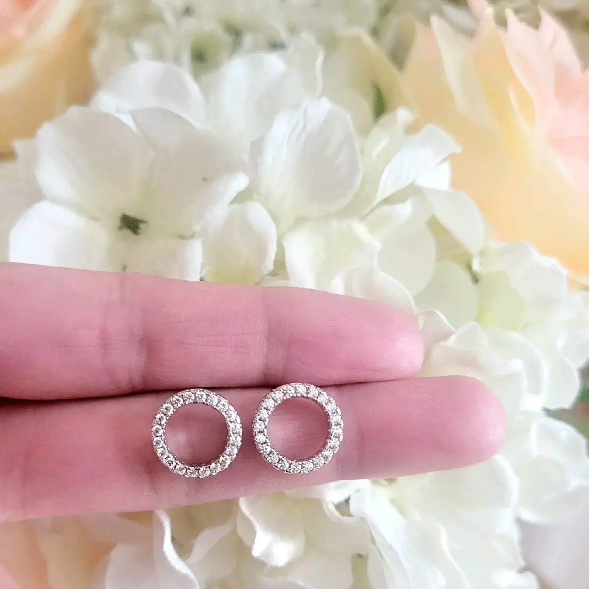 Silver Crystal Round Studs