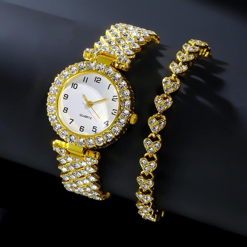 Product Introduction of Fashion Jewelry 2pcs Luxury Fashion Women Watch Set Silver Strap Ladies Quartz Wristwatch Alloy Bracelet For Ladies Jewelry Set Clock Gift 14