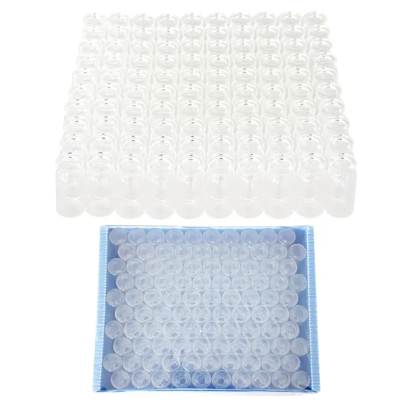 10ml Vials-Clear Glass Headspace Vials with Plastic-Aluminum Flip Off Caps and Rubber Stoppers, 100 Pack, 20mm Flat Bottom Lab Vial 1