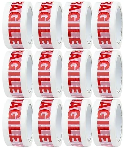 6 Rolls of Fragile Tape for Packing Boxes/Fragile Packing Tape - 48mm x 66m, Packing Tape Strong for Moving House, Packing Parcels, Cardboard Boxes & Cartons 2