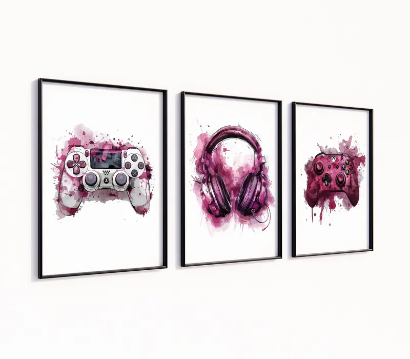 Graffiti Gaming Art Set - Urban Gaming Vibes - Set of 3 Gaming Wall Art - A4 and A3 Size Prints - Perfect Gift for Gamers - Colour Burst Gaming Prints - Gaming Ornaments - Cool Gaming Posters - Christmas Gifts - Birthday Gifts - Gamer Gifts - Gift For Son 5
