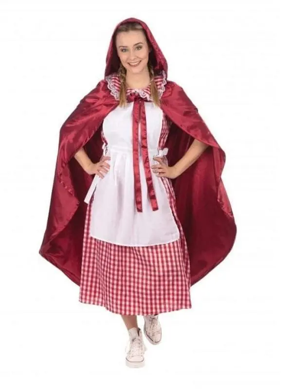 Women's Little Red Riding Hood Costume with Cape and Accessories for Halloween and World Book Day - Clothing, Womenswear Ladies Dress Comfort Multicolor 0