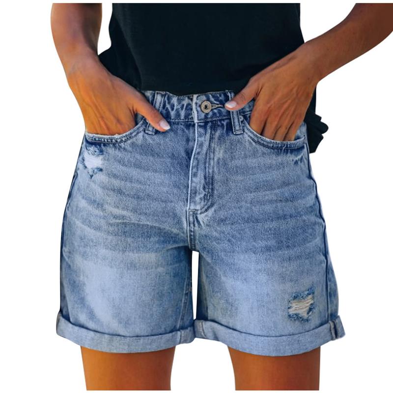 Product Introduction of 2024 Summer Denim Shorts Women Clothing Casual Loose Elastic High Waist Wide Leg Straight Plus Size Short Jeans Streetwear 191