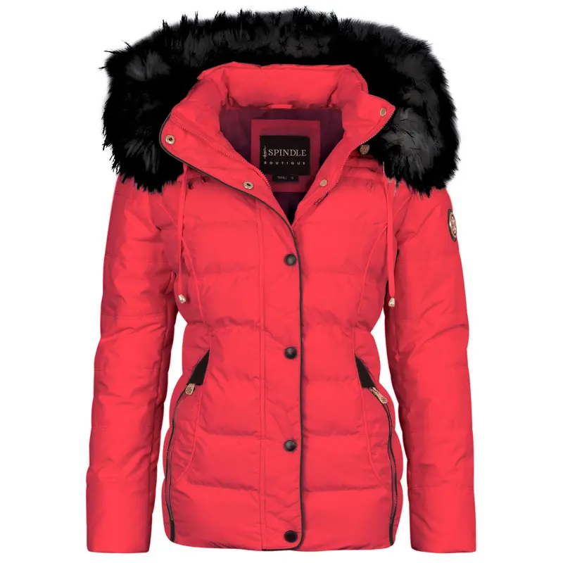 Spindle Womens Ladies Premium Quality Hooded Short Fur Parka Quilted Padded Puffer Coat | Zip Side Pockets | Luxurious Detachable Faux Fur on Hood | Zipped Inner Pocket 7