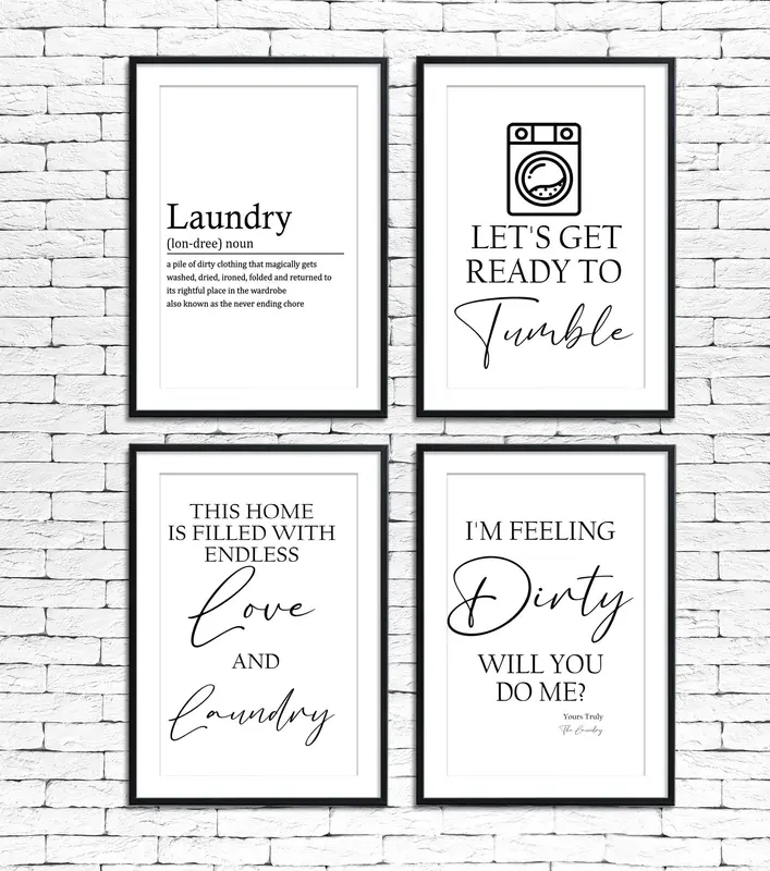 Funny Laundry/ Washing Prints - 8 Designs, 6 Sizes, Minimalist Wall Art Poster. Utility Room Pictures  Funny Home Gift, Typography Print Unframed 0