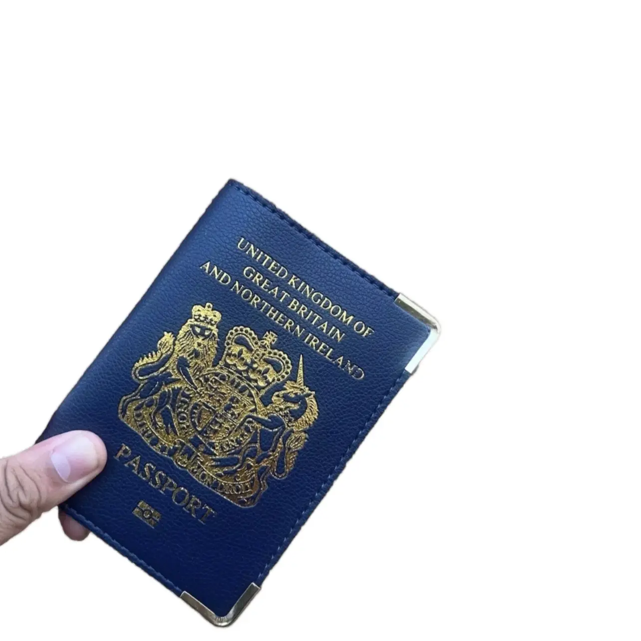 Capra Soft Leather Blue British Passport Holder Cover - Travel Organizer for Men and Women passport case