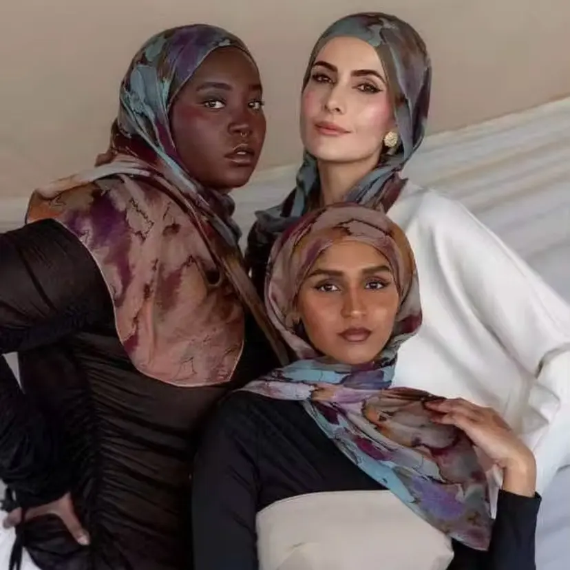 Watercolor Chiffon Hijab for Women - Fashion Accessory
