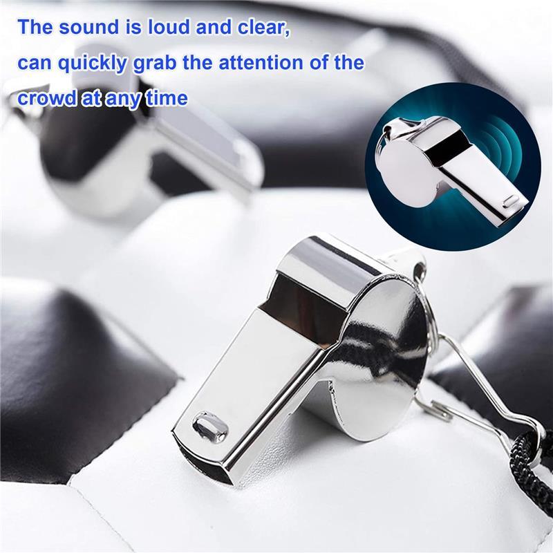 Metal Referee Whistle, Stainless Steel Whistle with Lanyard - Ideal for Football Coaches and Officials 2