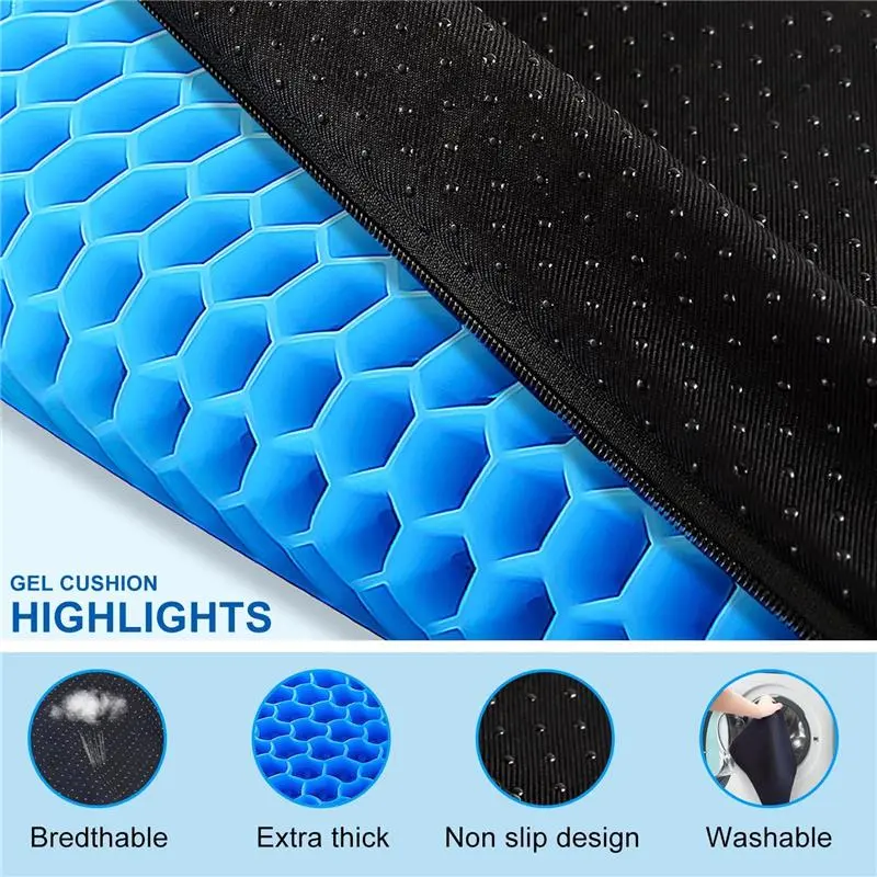 Soft Sitter Cushion Gel Seat Cushions for Sitting Pressure Sore Cool Honeycomb Cushion for Pressure Relief Breathable Coccyx Sciatica Pain Cushion for Long Sitting Home Office Car seat  cushion 6